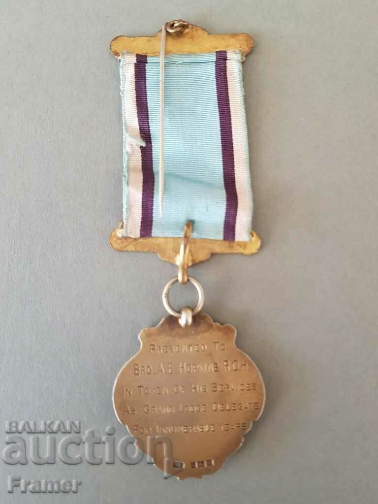 Silver Gilt Enamel Medal Masonic Order England Birmingham - 5 Silver Gilt Enamel Medal Masonic Order England Birmingham - 5