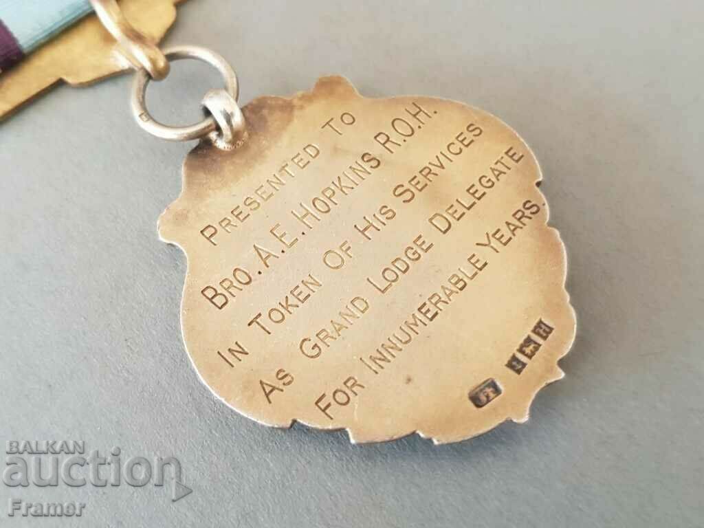 Medalie de argint email aurit Ordinul Masonic Anglia Birmingham - 6 Medalie de argint email aurit Ordinul Masonic Anglia Birmingham - 6