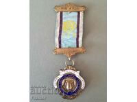 Сребърен позлата емайл Медал Орден Масонски Англия Бирмингам