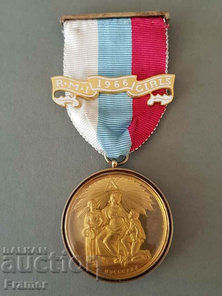 Сребърен позлата емайл Медал Орден Масонски Англия Лондон 2