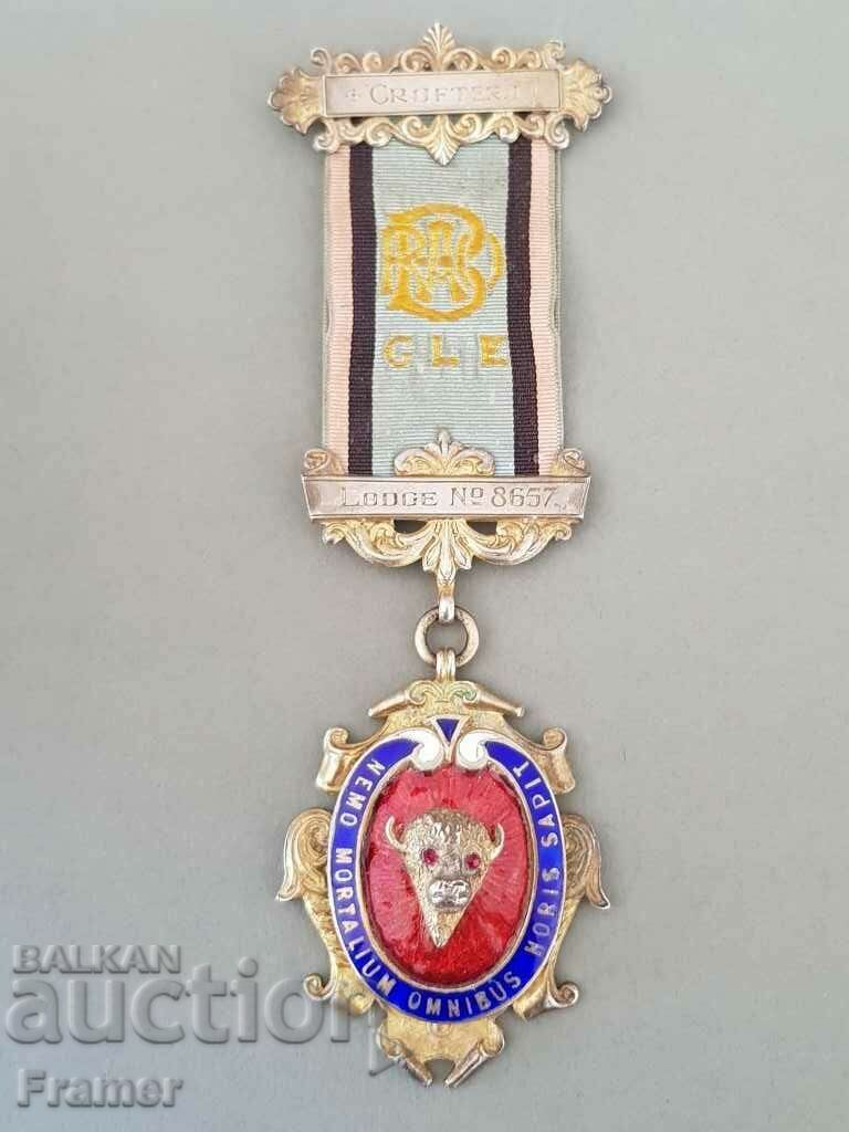 Medalie de argint email aurit Ordinul Masonic Anglia Londra
