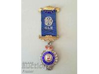 Сребърен 1920 емайл Медал Орден Масонски Англия Бирмингам