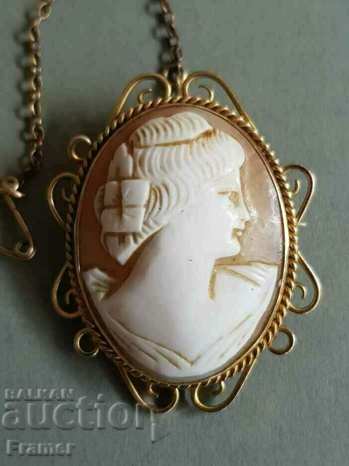GOLD Hand Carved Cameo Brooch Old England 19th Century GOLD - 5 GOLD Hand Carved Cameo Brooch Old England 19th Century GOLD - 5