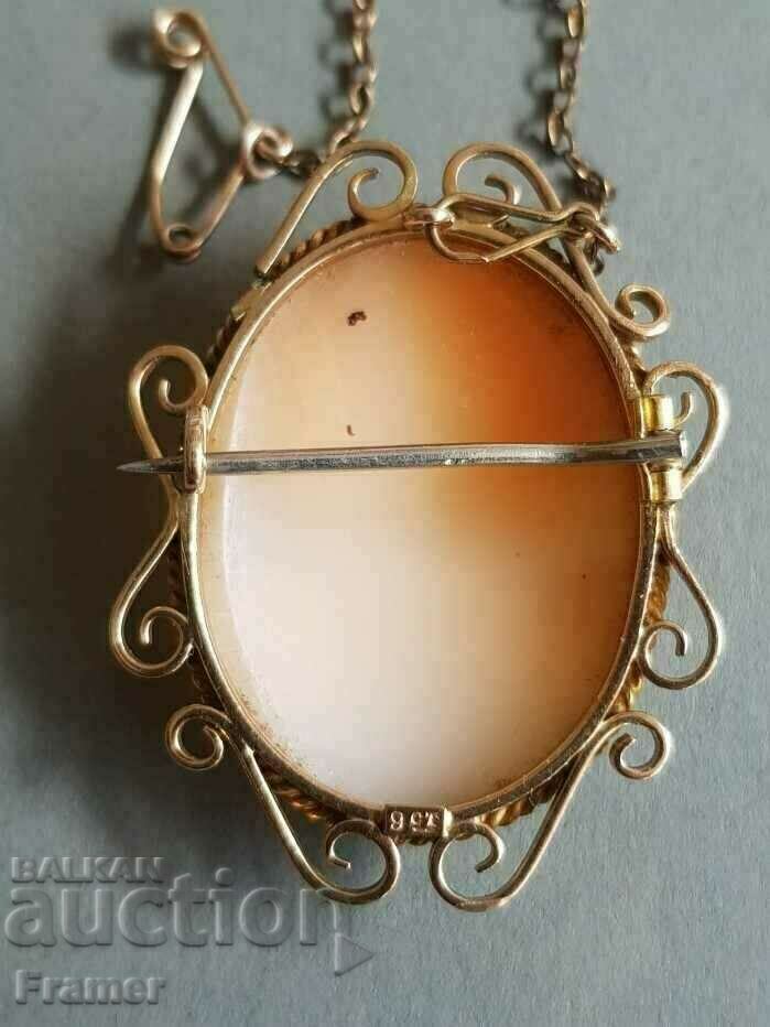 GOLD Hand Carved Cameo Brooch Old England 19th Century GOLD - 6 GOLD Hand Carved Cameo Brooch Old England 19th Century GOLD - 6
