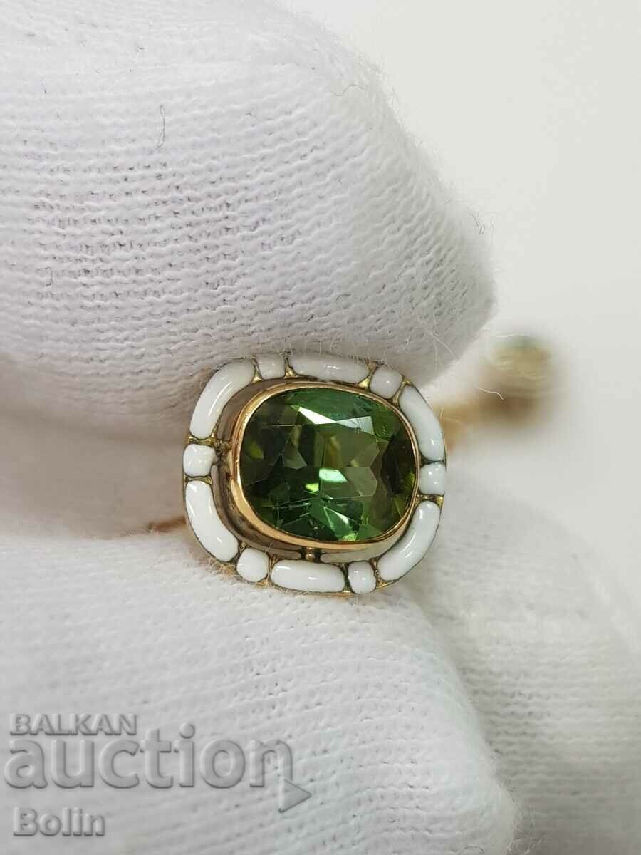 Manșete cadou din aur cu email și turmaline naturale 19c. - 5
