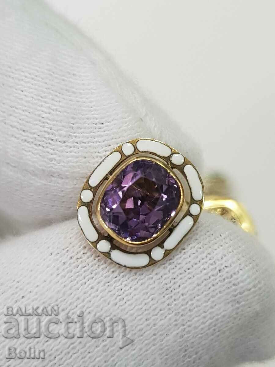 Manșete cadou din aur cu email și turmaline naturale 19c. - 6