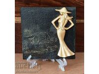 The Lady in Gold, relief, structural painting. Signature
