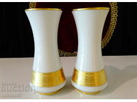 Two vases Bavarian porcelain, embossed gold.