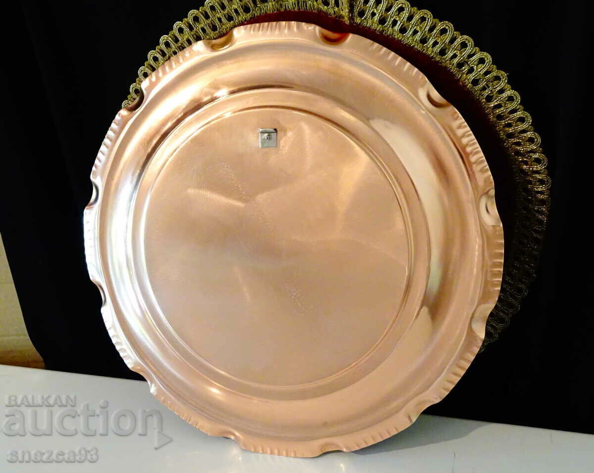 Auction Copper plate, copper tray 32 cm., pure red copper Auction Copper plate, copper tray 32 cm., pure red copper