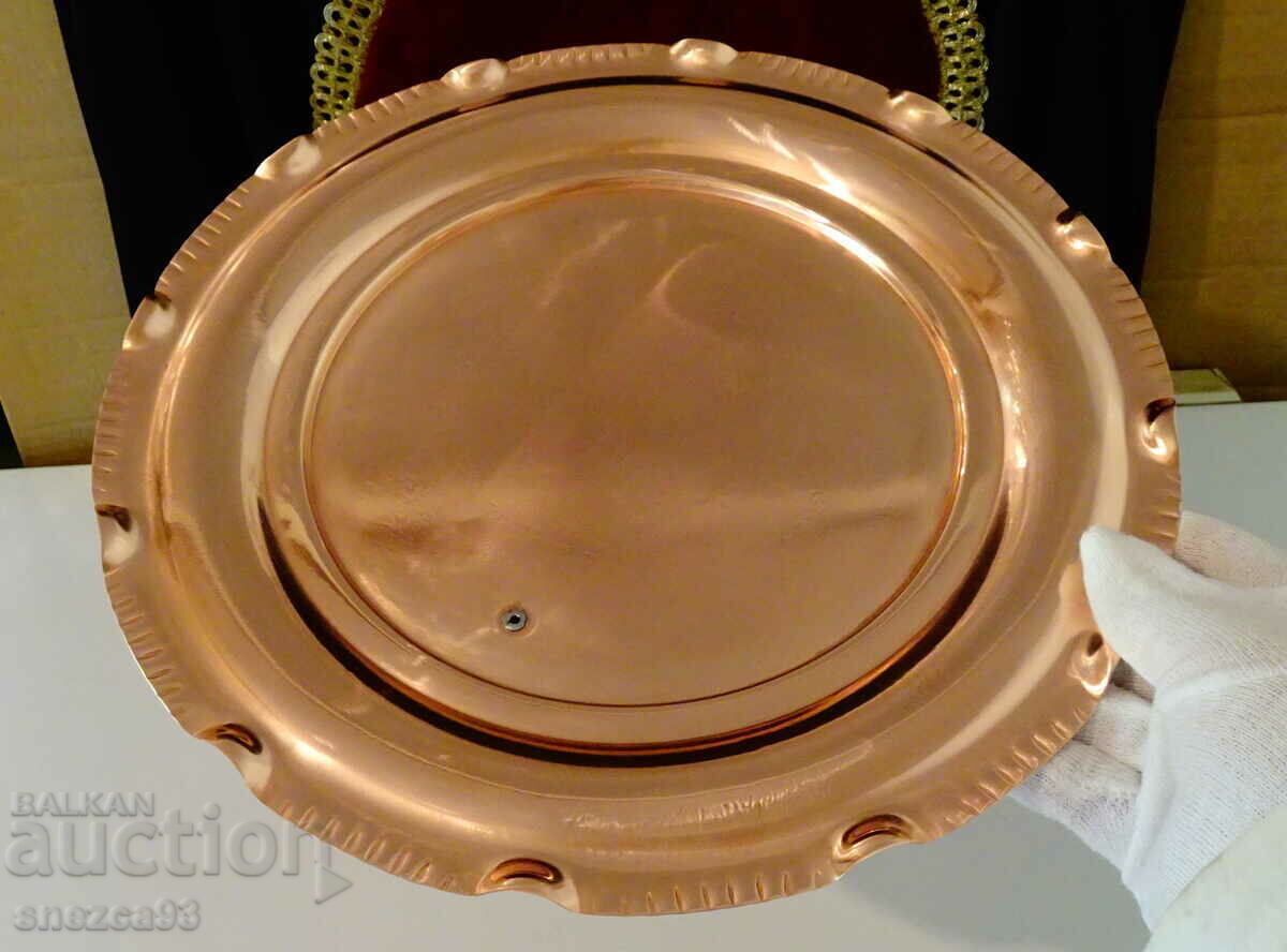 Copper plate, copper tray 32 cm., pure red copper - 5 Copper plate, copper tray 32 cm., pure red copper - 5