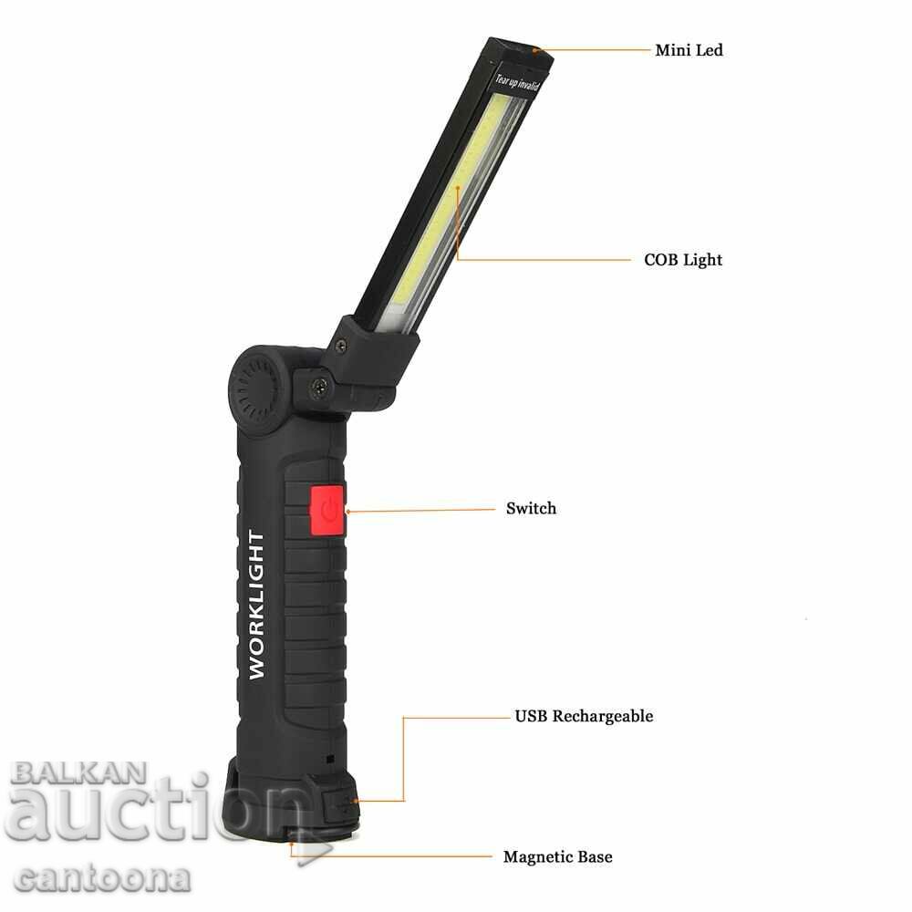 Δημοπρασία Ισχυρό μίνι φωτιστικό εργασίας με φακό, μαγνήτες και γάντζο Δημοπρασία Ισχυρό μίνι φωτιστικό εργασίας με φακό, μαγνήτες και γάντζο