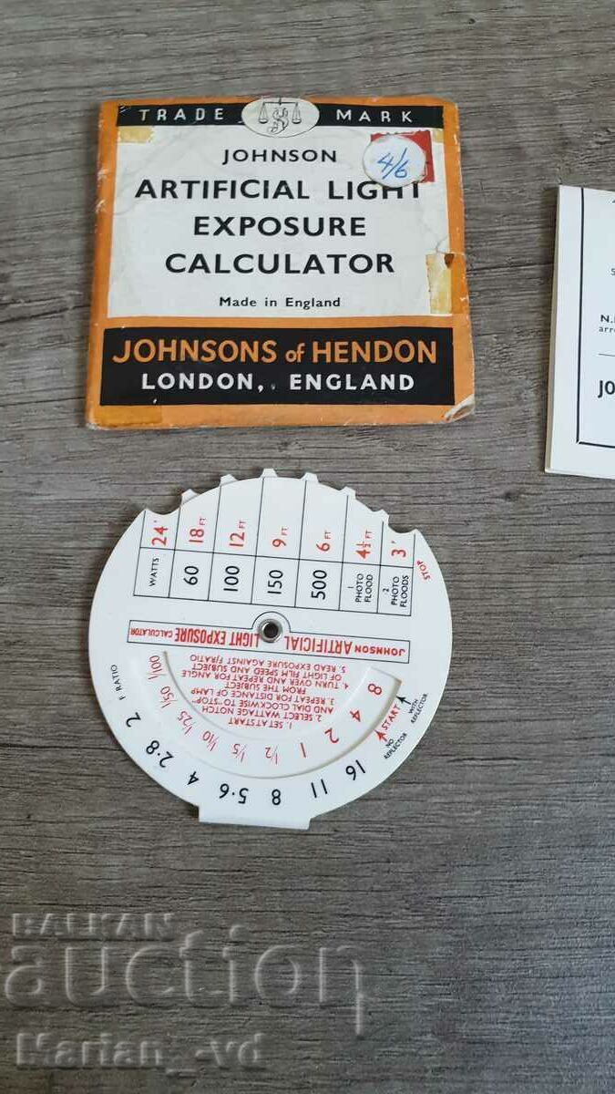 Auction Two old Johnson photographic calculators Auction Two old Johnson photographic calculators