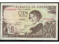 Ισπανία 100 πεσέτες 1965 Επιλογή 150 Κωδ. 9000066 ωραίος αριθμός