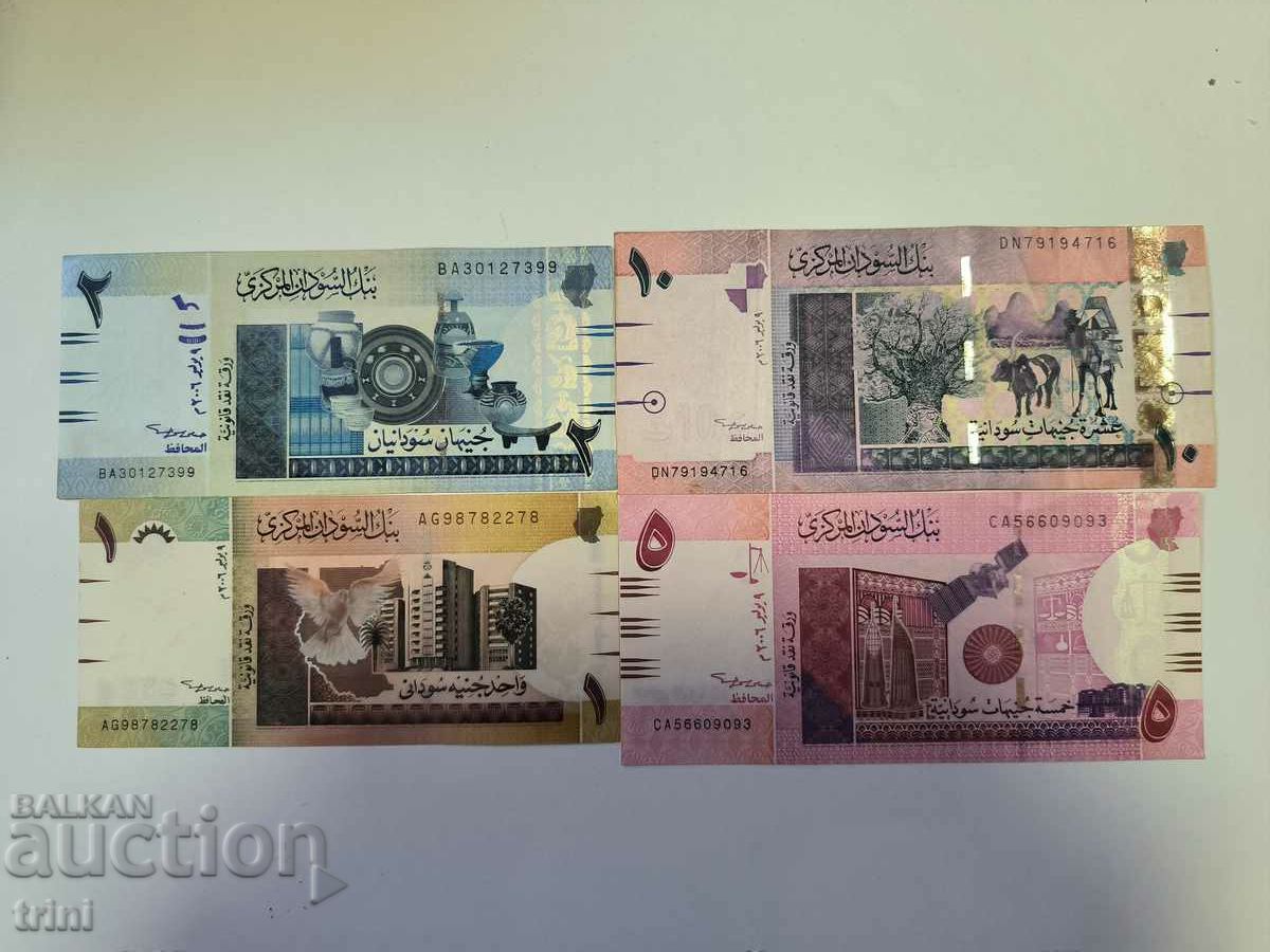 Lot Sudan 1, 2, 5 and 10 pounds 2006 year b37