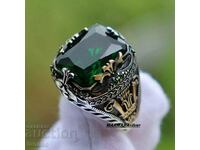 Men's ring with green zircon