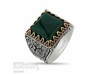 Inel barbatesc cu zircon verde