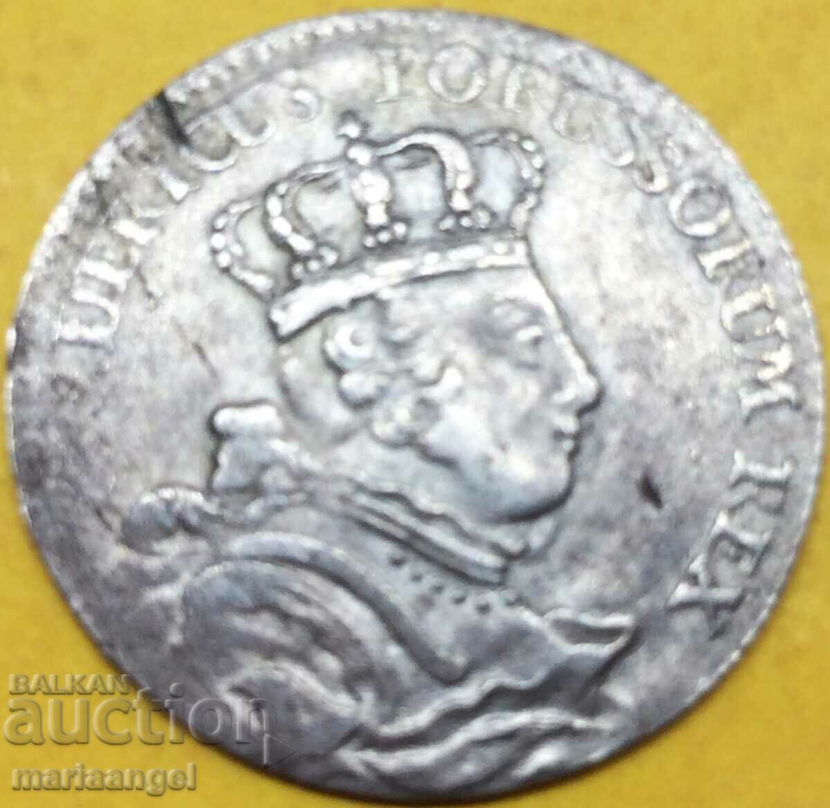 6 groschi 1757 Prusia Germania Frederic al II-lea argint - rar