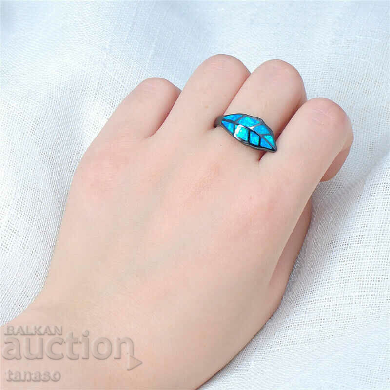 Auction Blue opal ring, leaf Auction Blue opal ring, leaf