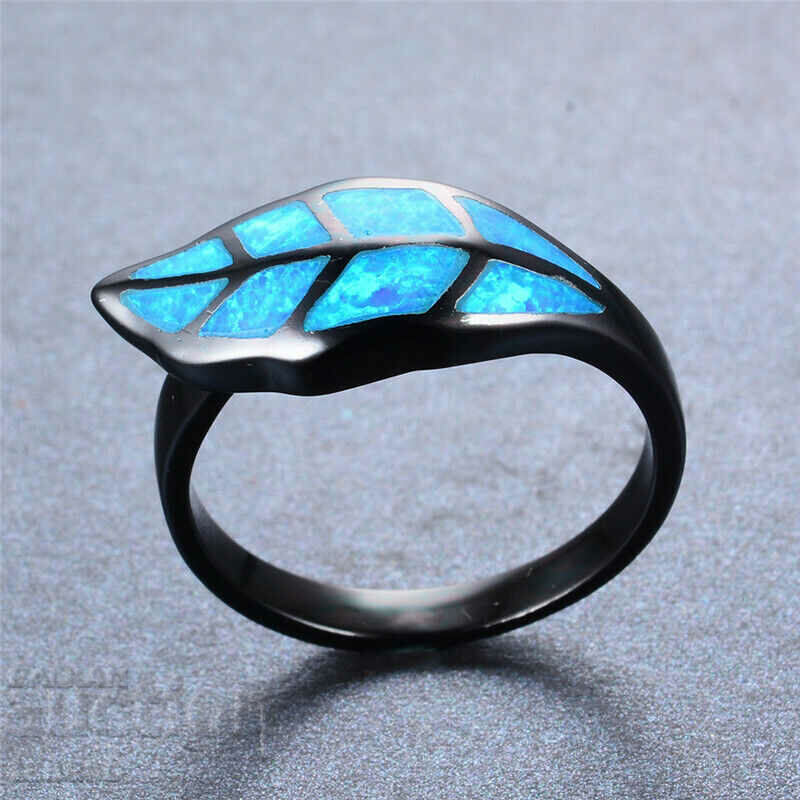 Blue opal ring, leaf - 5 Blue opal ring, leaf - 5