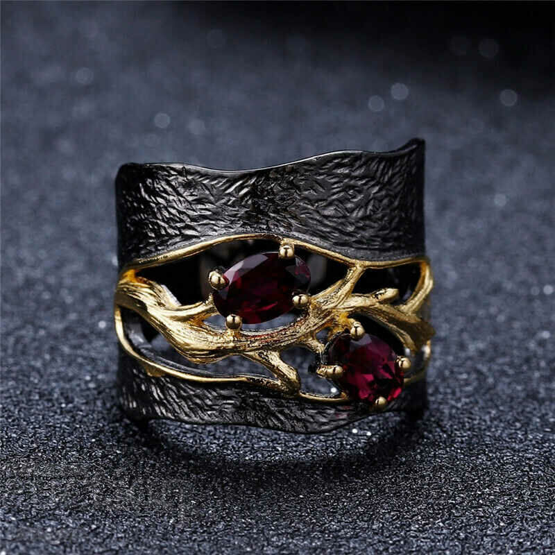 Ring with a red garnet, rhodium with price 25.00 BGN | € 12.78 Ring with a red garnet, rhodium with price 25.00 BGN | € 12.78