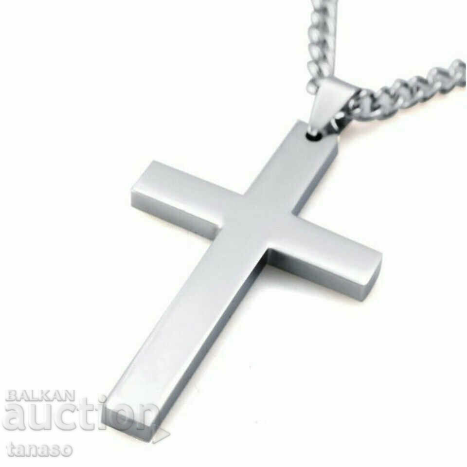 Auction  Necklace, medallion, cross, stainless steel