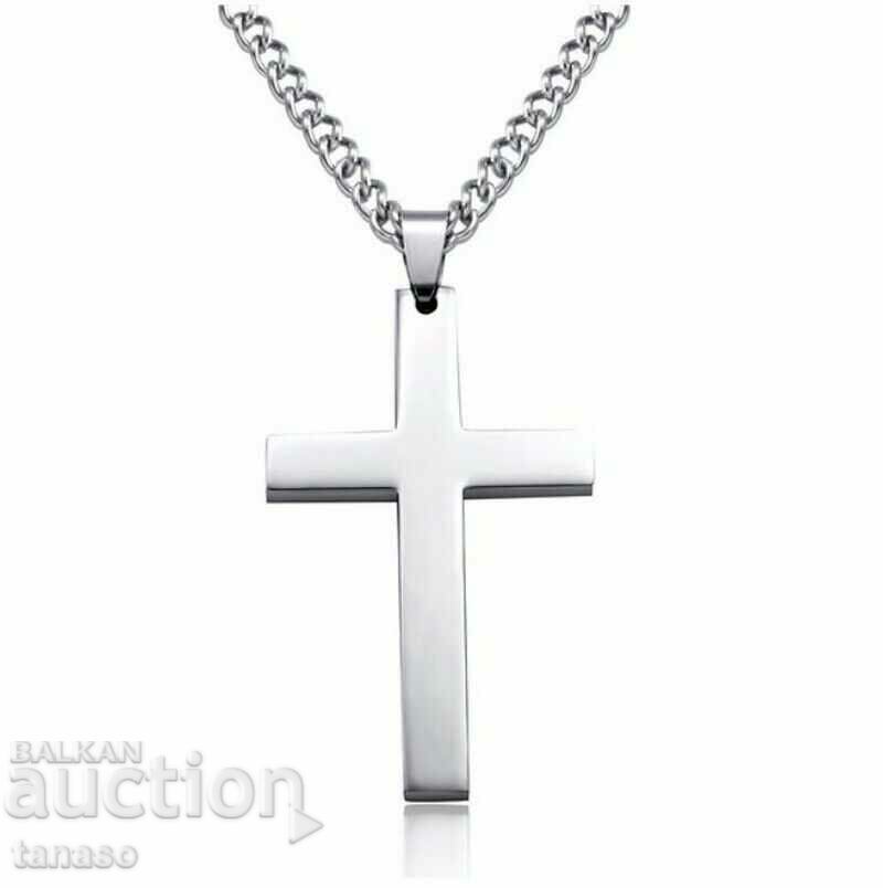 Κολιέ, μετάλλιο, σταυρός, ανοξείδωτο ατσάλι