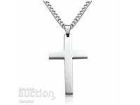 Necklace, medallion, cross, stainless steel