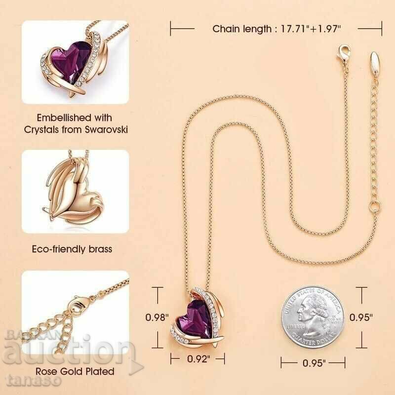 Елегантно колие сърце, циркон, кристали Сваровски с цена € 12.50 | 24.45 лв.