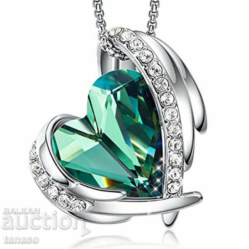 Elegant heart necklace, zircon, Swarovski crystals