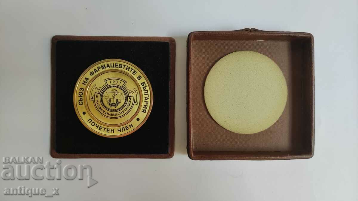 Union of pharmacists in Bulgaria - Honorary member - plaque - with box