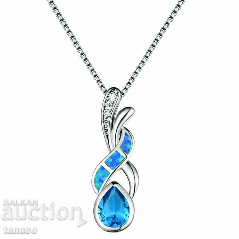Colier elegant cu acvamarin si opal