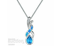 Elegant necklace with aquamarine and opals