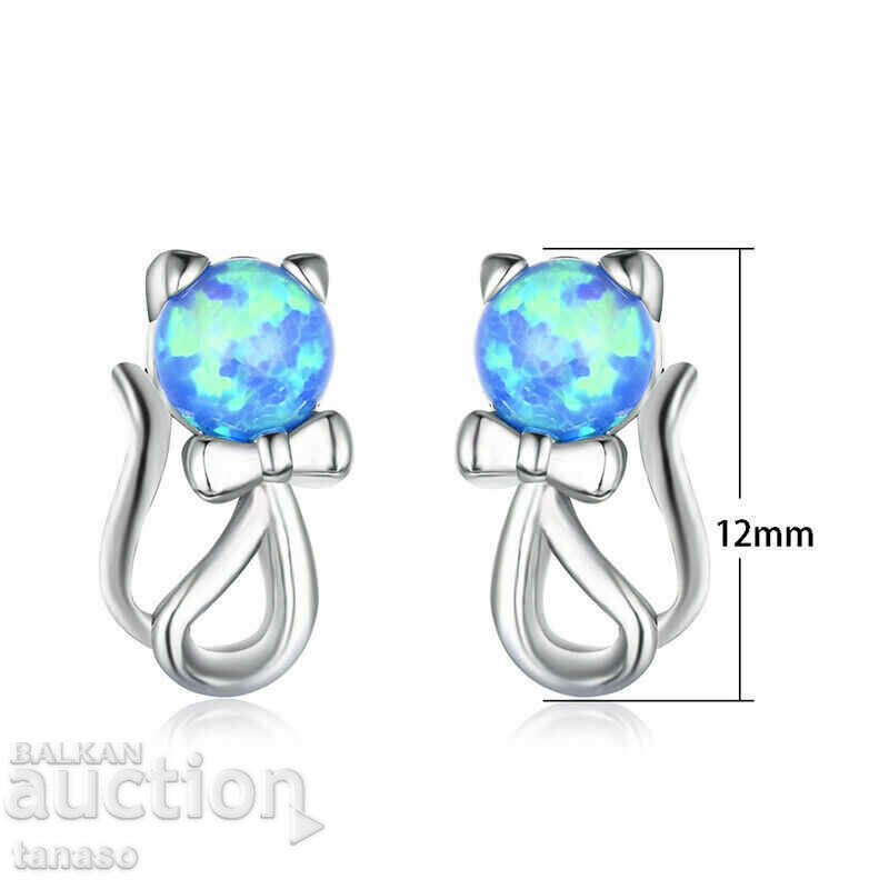 Auction Earrings, kittens with opals Auction Earrings, kittens with opals