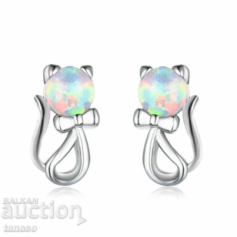Delivery of Earrings, kittens with opals Delivery of Earrings, kittens with opals