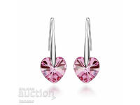 Earrings, hearts, with pale pink zircons