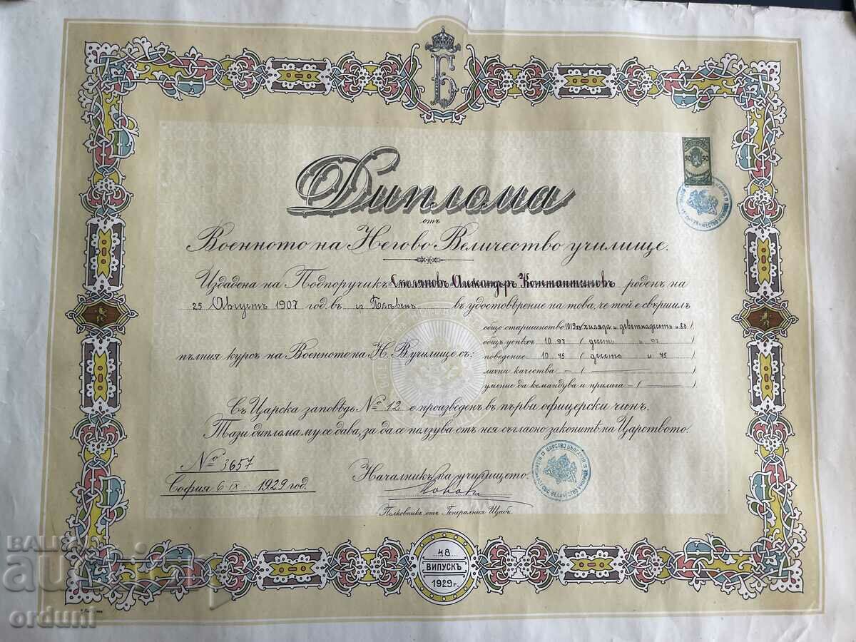 3716 Kingdom of Bulgaria Diploma Military School 48th class 192 with price 100.00 BGN | € 51.13 3716 Kingdom of Bulgaria Diploma Military School 48th class 192 with price 100.00 BGN | € 51.13