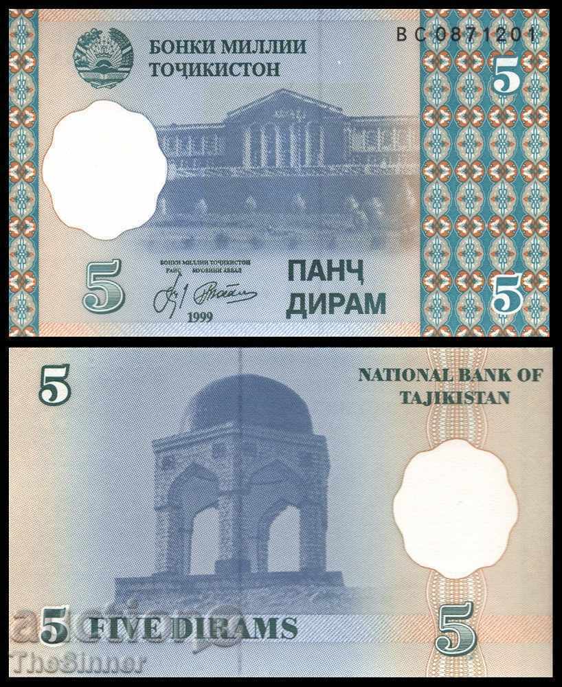 TAJIKISTAN 5 Diram TAJIKISTAN 5 Diram, P11 1999 UNC