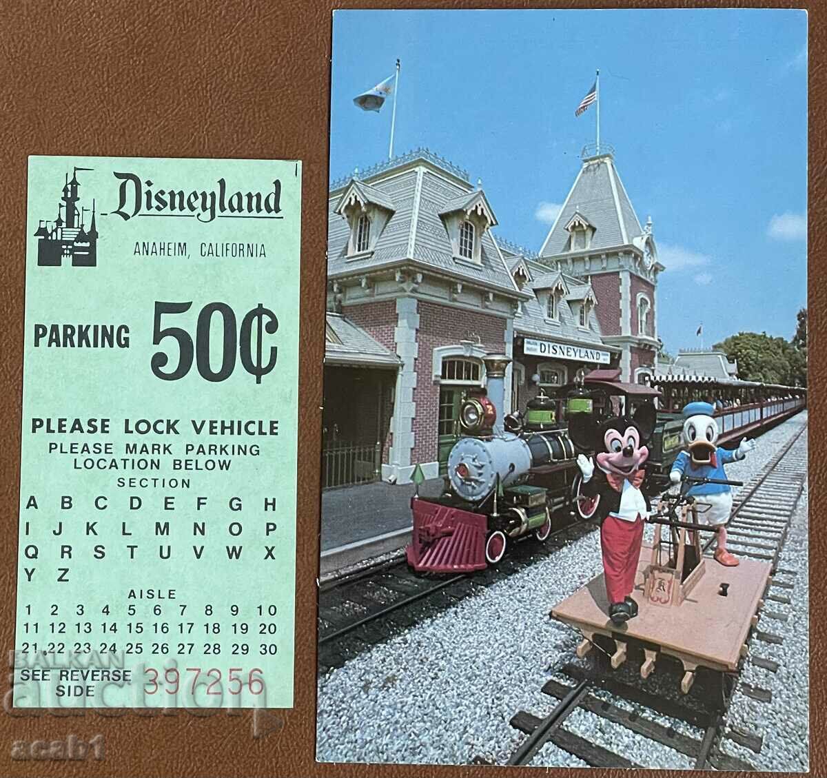 Disneyland Ticket from the Parking + Post. Card