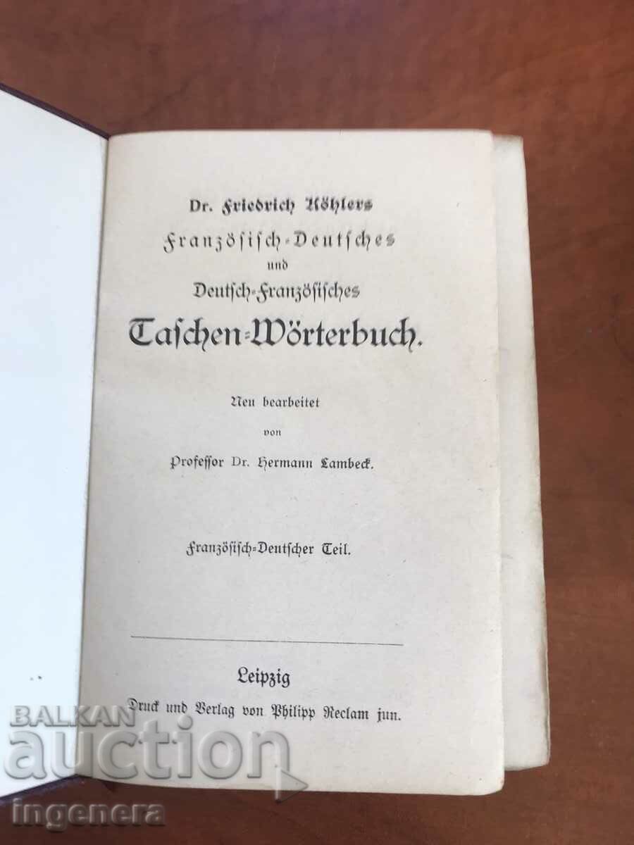 Auction FRENCH-GERMAN AND GERMAN-FRENCH POCKET OLD DICTIONARY Auction FRENCH-GERMAN AND GERMAN-FRENCH POCKET OLD DICTIONARY