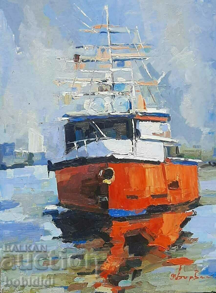 Картина "Една мечта - червена лодка" от Явор Витанов
