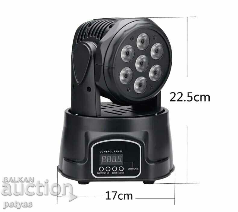 Диско прожектор 7 led mini moving head лед въртящ се - 7 Диско прожектор 7 led mini moving head лед въртящ се - 7