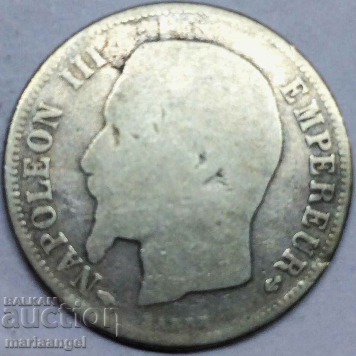 France 1 Franc 1859 Napoleon III Silver