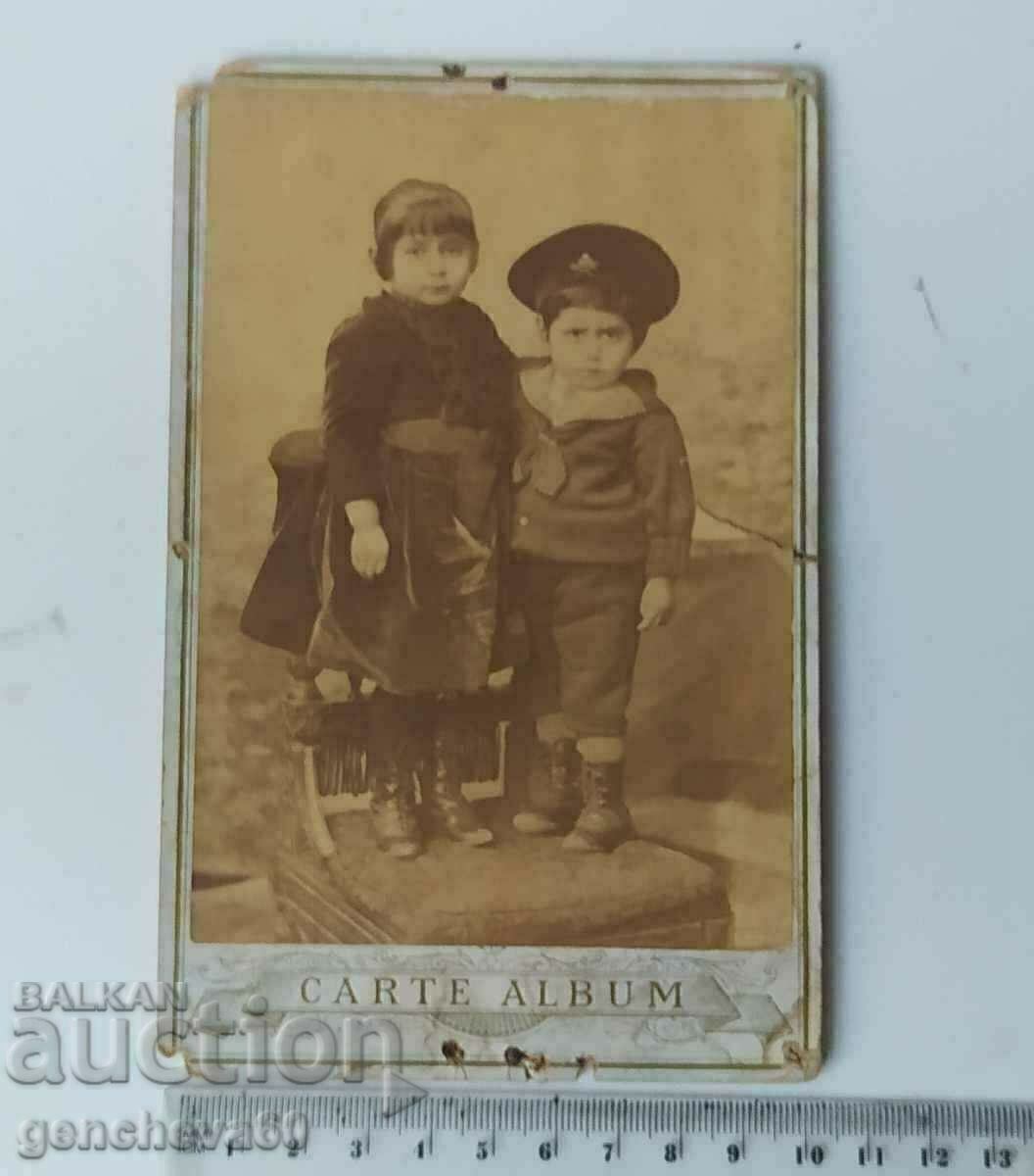Photographic photograph of children 1884, thick cardboard, signed - 6