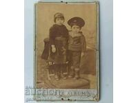 Photographic photograph of children 1884, thick cardboard, signed