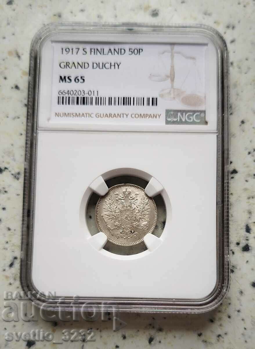 50 πένες 1917 MS 65 NGC