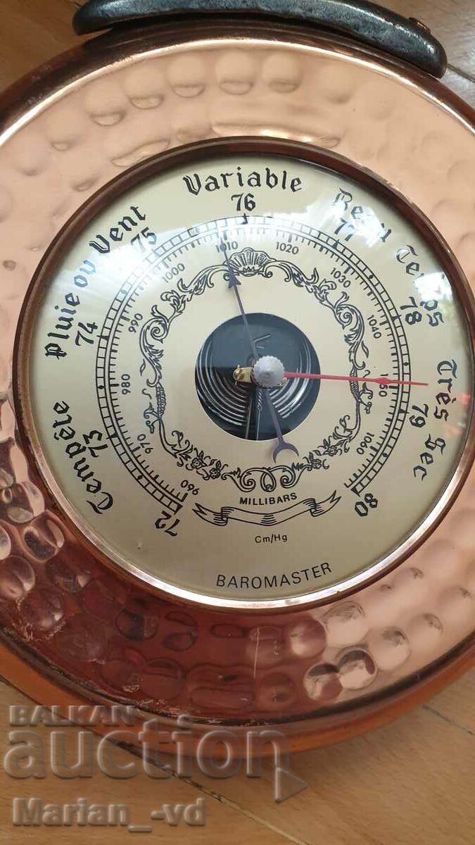 Auction Old barometer copper pan Auction Old barometer copper pan