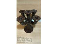 Old, brown porcelain candle holder, five, Scandinavia