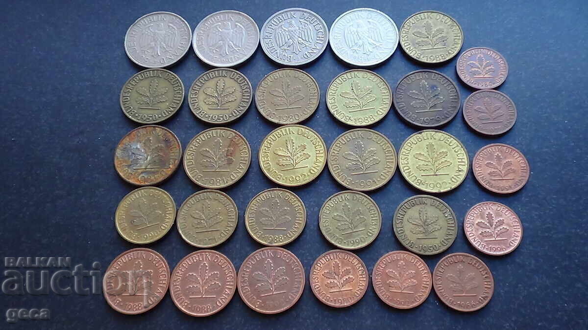 Лот монети Германия / ФРГ/ 30 броя с цена € 7.50 | 14.67 лв.