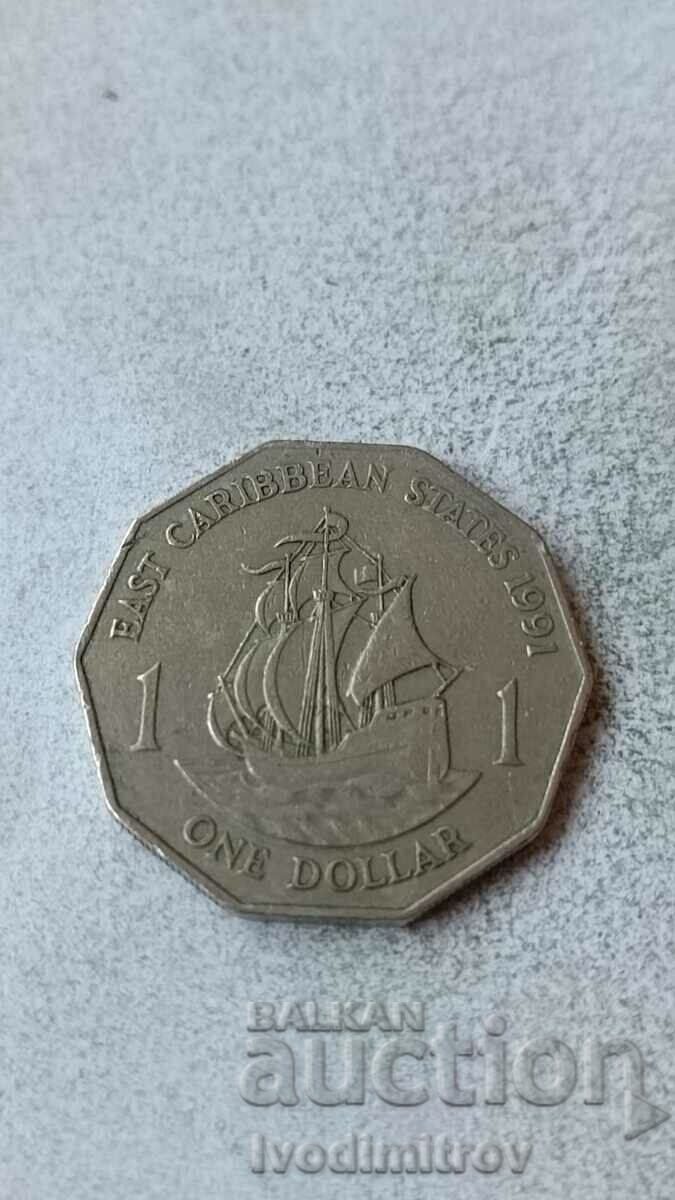 Източни Кариби 1 долар 1991