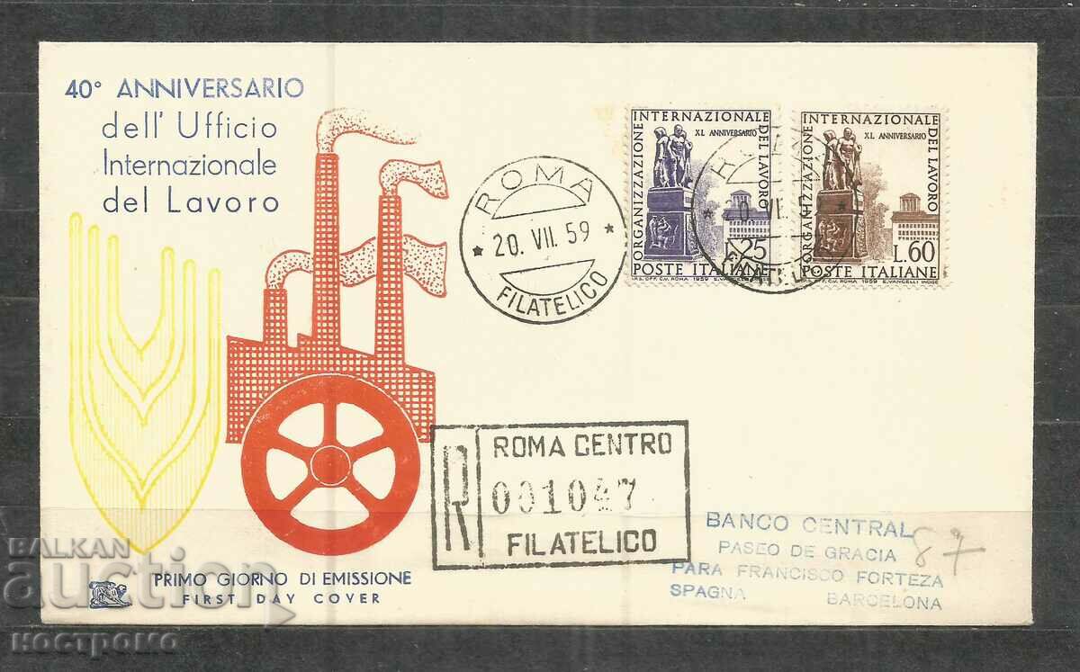 Registered FDC  Italia traveled to Barcelona 1959 y  - A 645